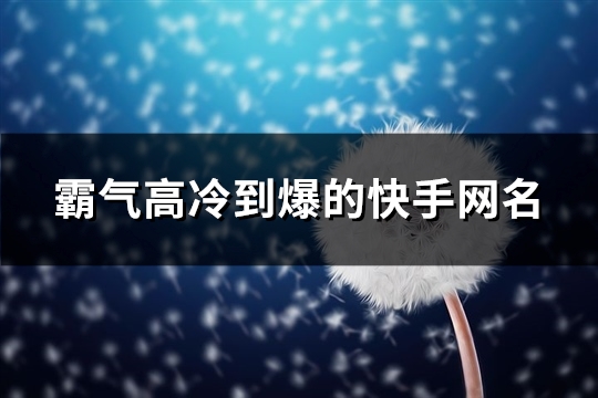 霸气高冷到爆的快手网名(232个)