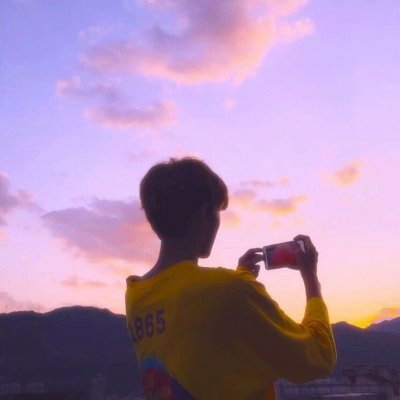 情侣头像夕阳侧脸一男一女(32张)