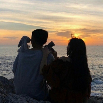 情侣头像夕阳侧脸一男一女(32张)