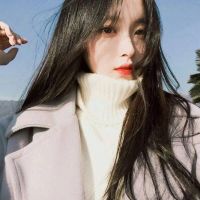 文字女单肩披发女头像(精选33张)
