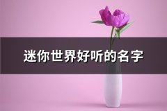 迷你世界好听的名字(精选220个)