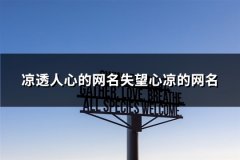 凉透人心的网名失望心凉的网名(共133个)