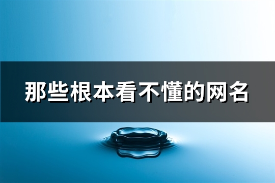 那些根本看不懂的网名(精选119个)