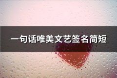 一句话唯美文艺签名简短(推荐39句)