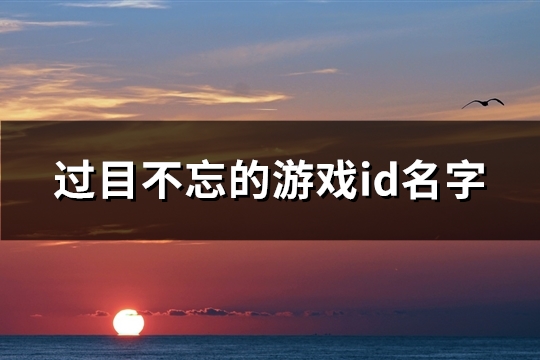 过目不忘的游戏id名字(精选126个)